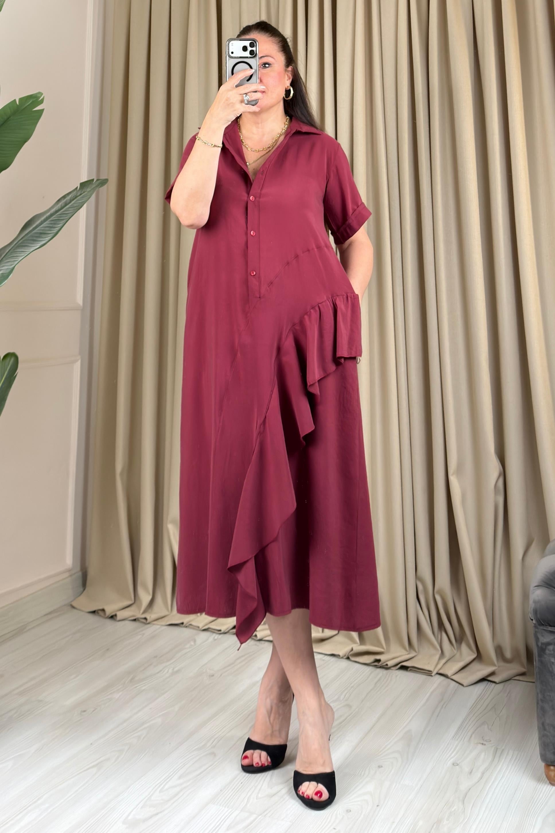 Zest Elbise Bordo