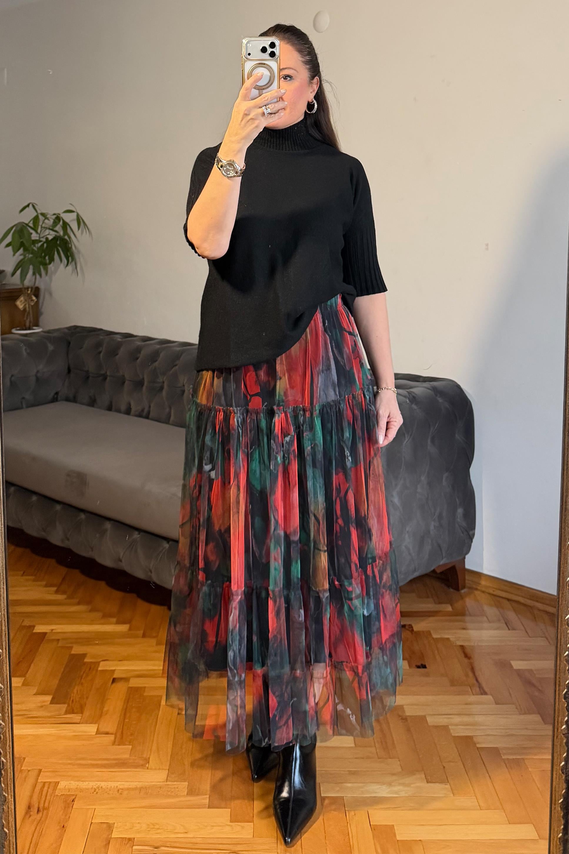 Rose Tül Etek Kırmızı