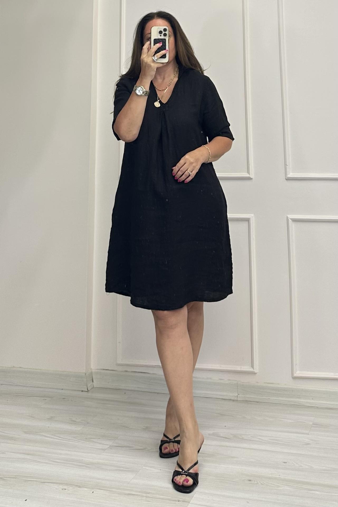 Bonnie Yakalı Elbise Siyah