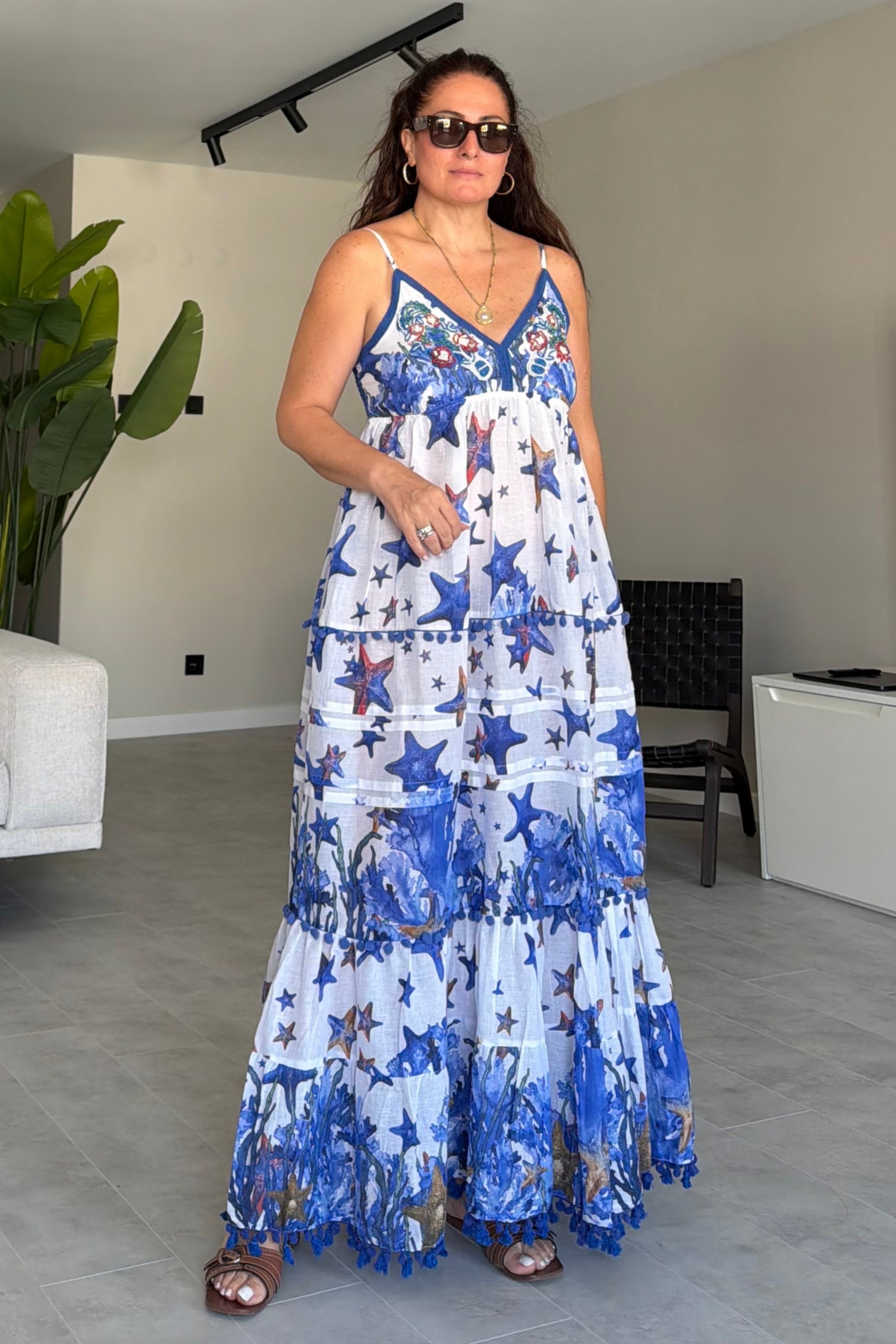Elida Askılı Elbise Mavi