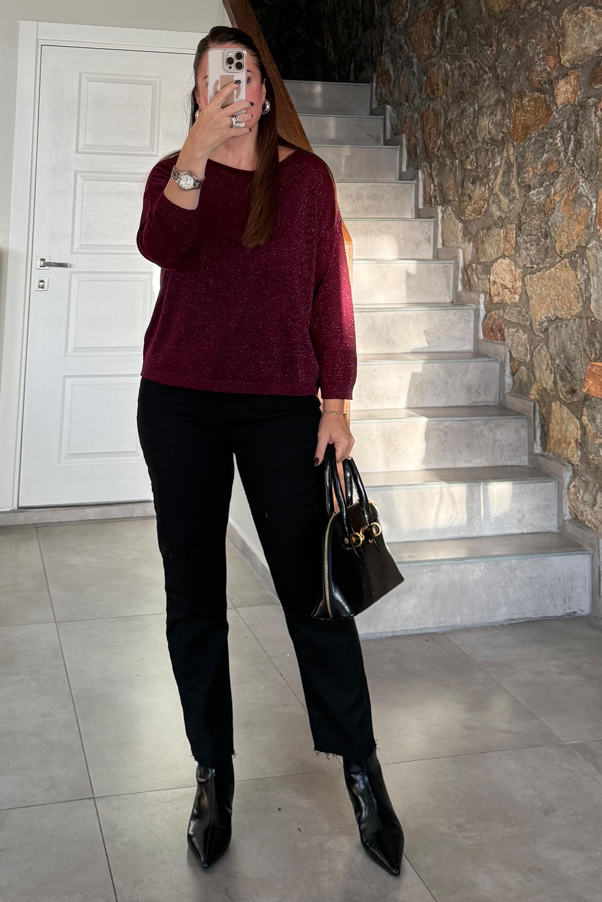 Sisley Triko Bluz Bordo