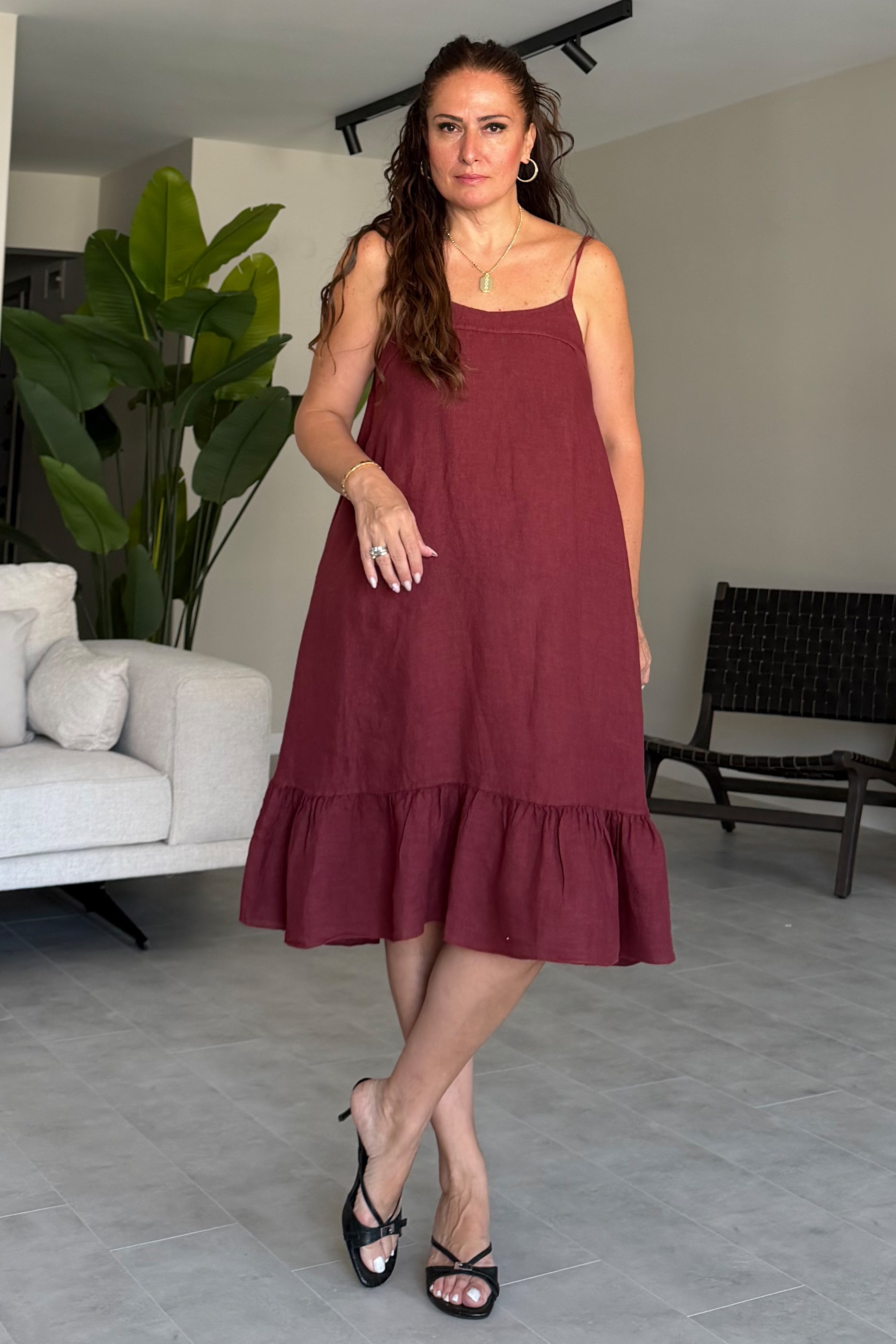 Samina Elbise Bordo