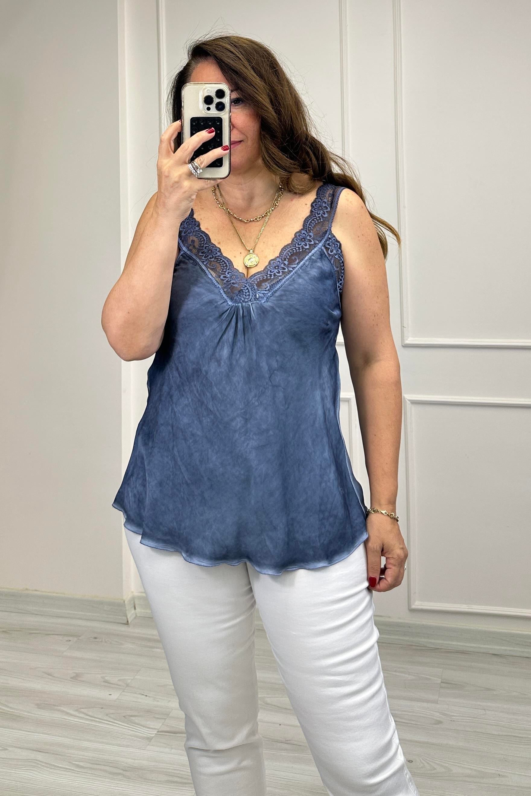 Chloe Dantel Askılı Bluz Lacivert