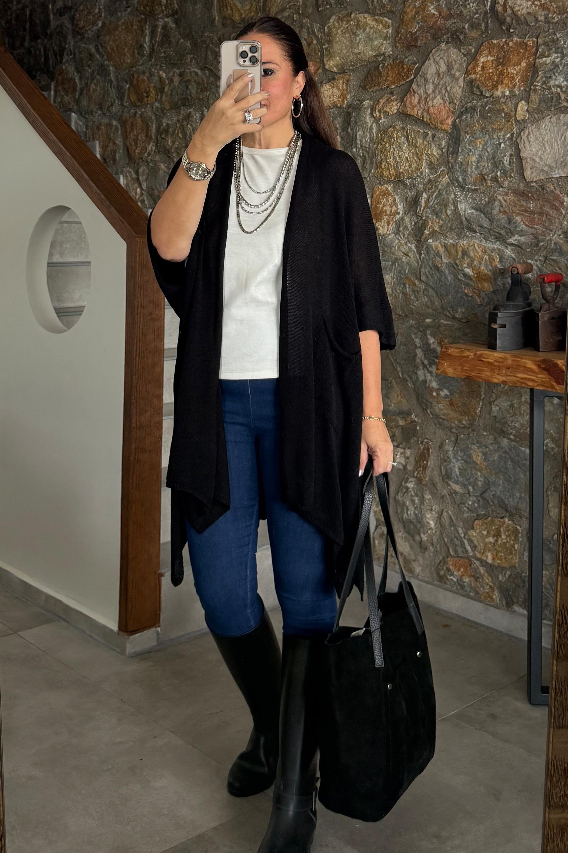 Nalinda Cepli Triko Hırka Siyah
