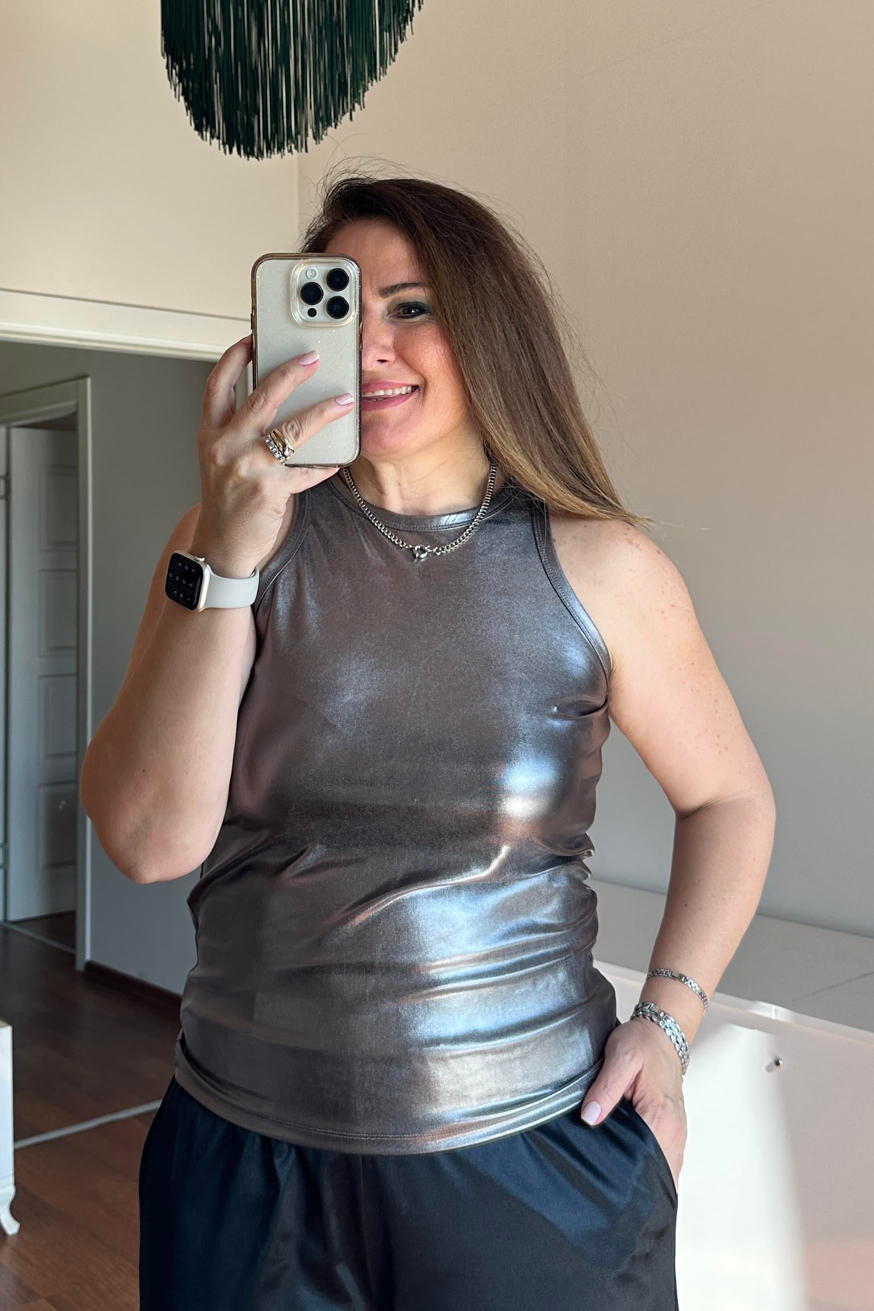Yüzücü Model Atlet Metalik Gri