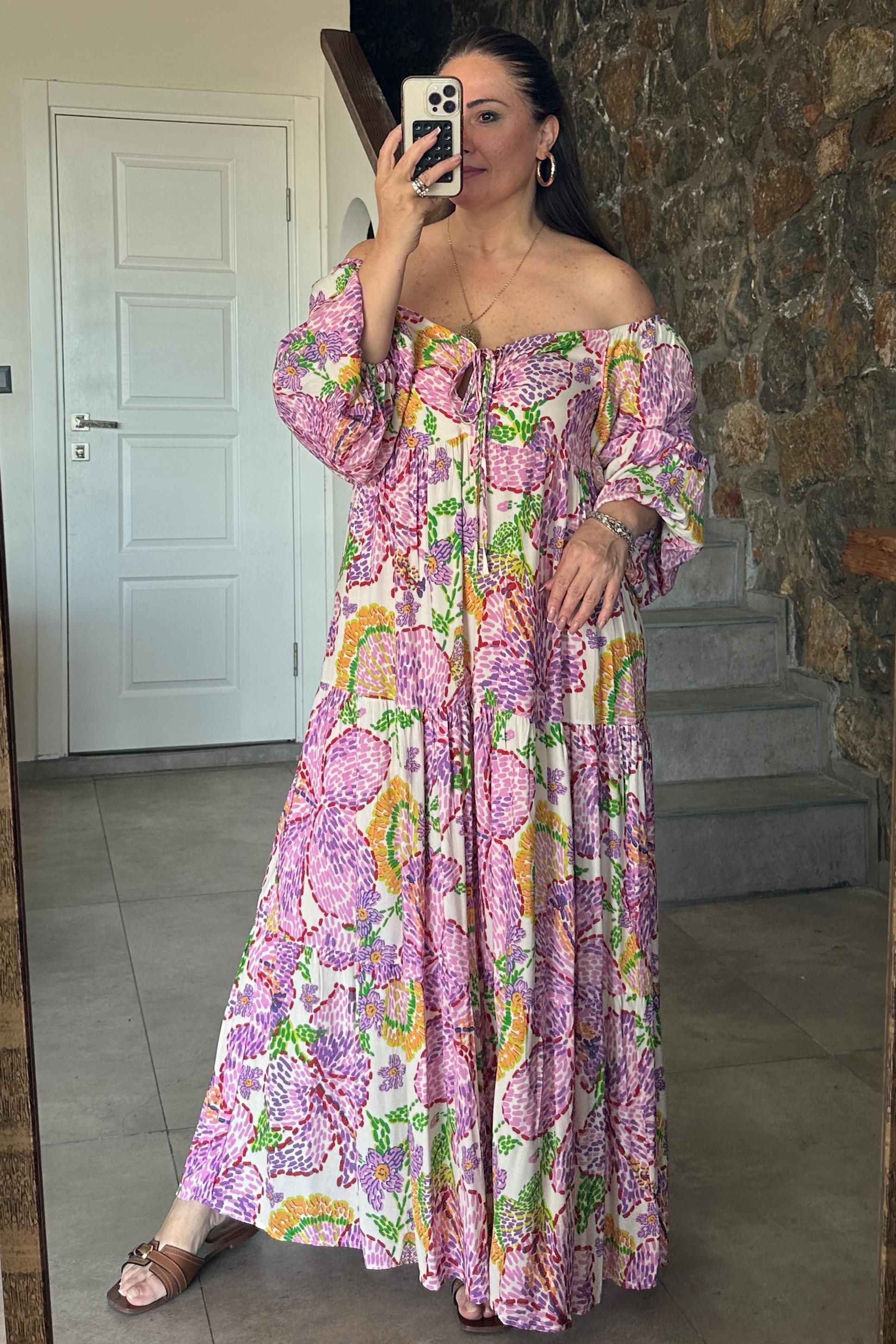 Juana Bakon Kol Elbise Pembe