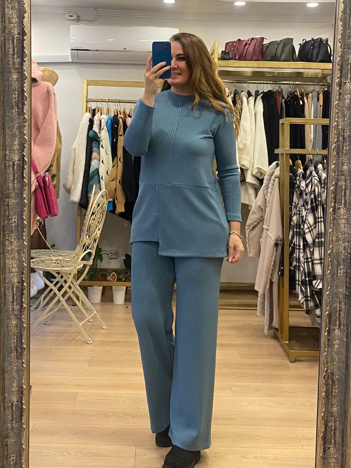 Bluz Dikiş Detaylı Takım Yeşil