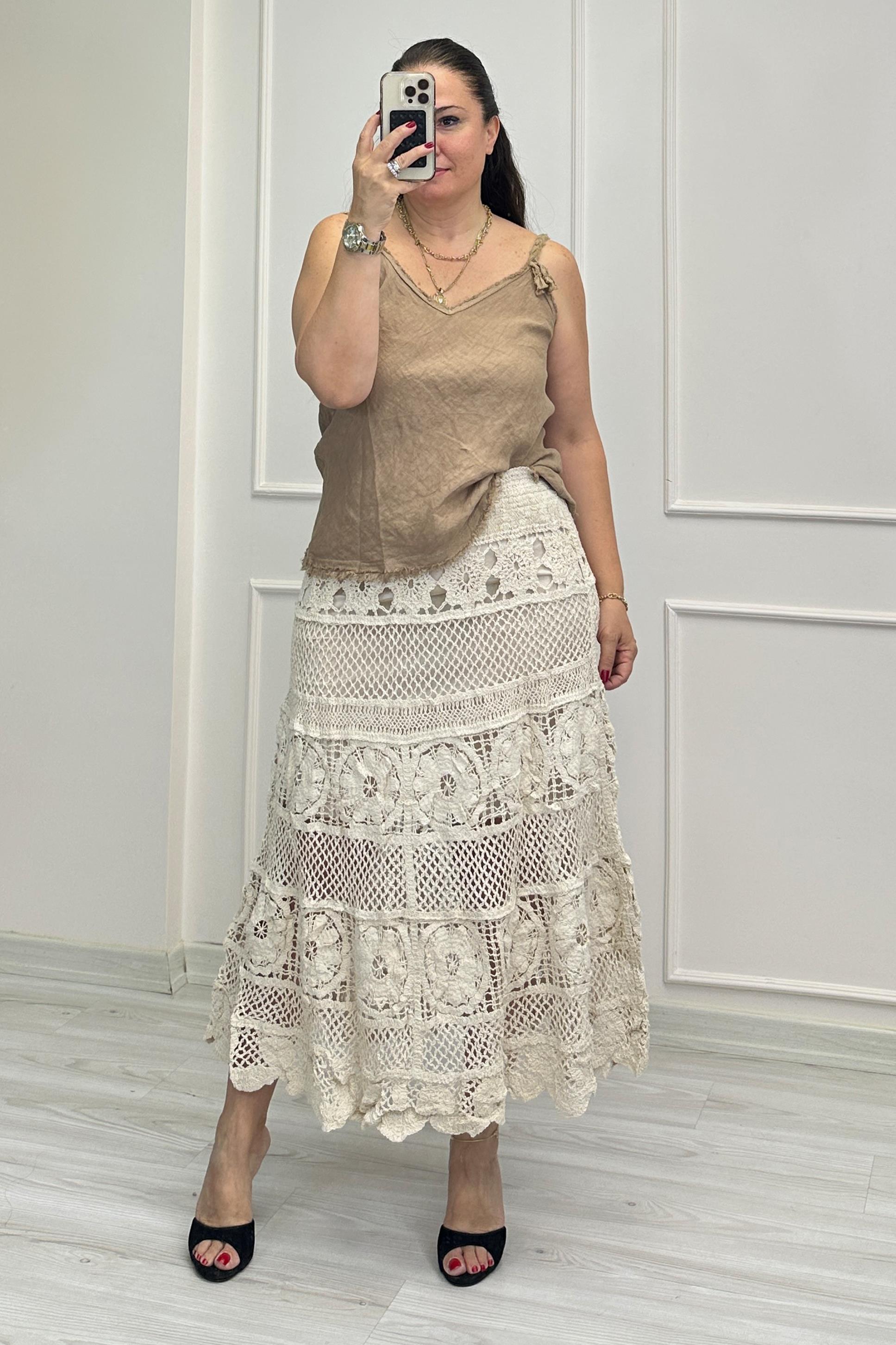 Darli Örgü Etek Krem