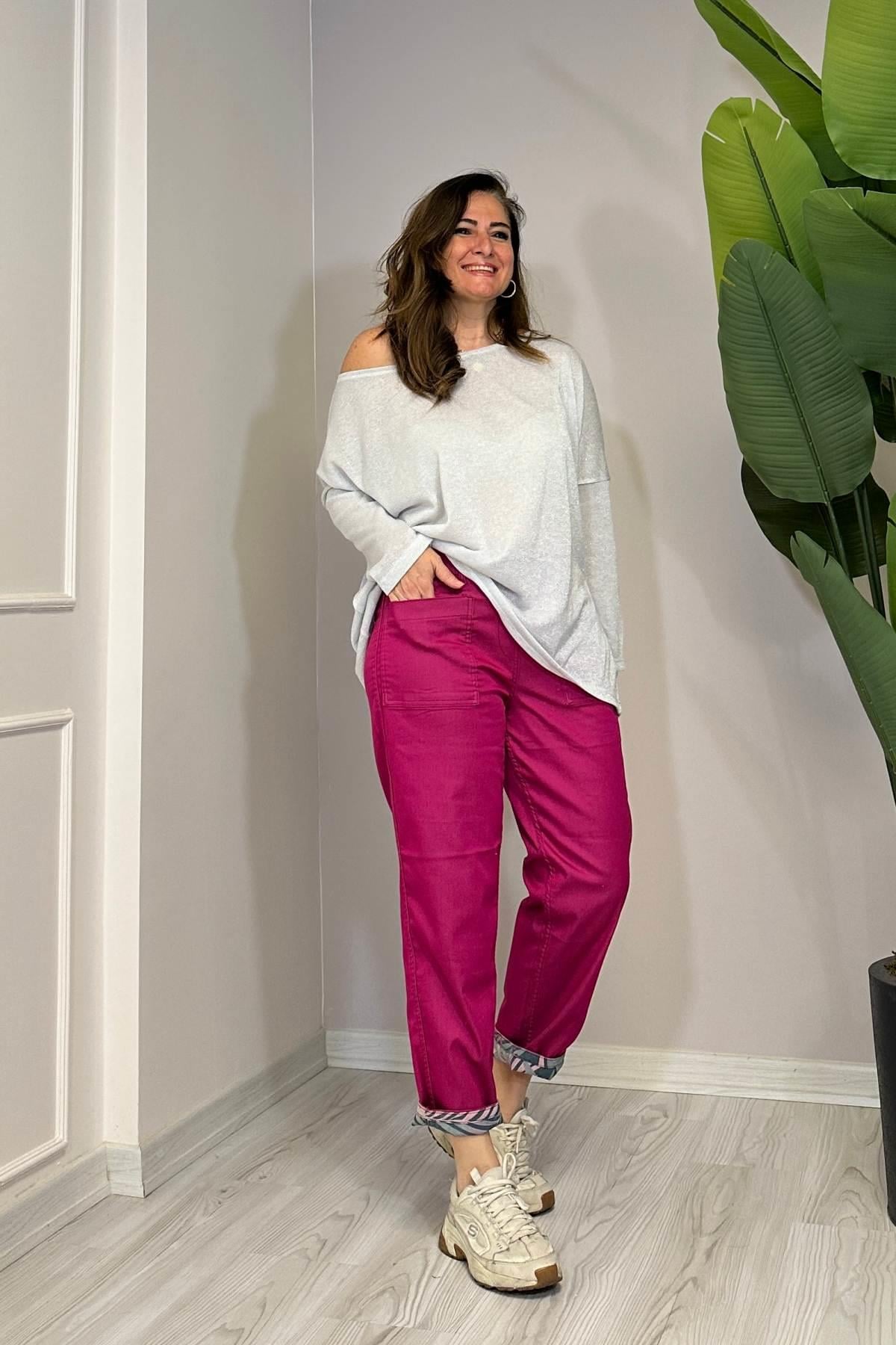 Çift Taraflı Giyilebilien Full Likralı Pantolon Pembe
