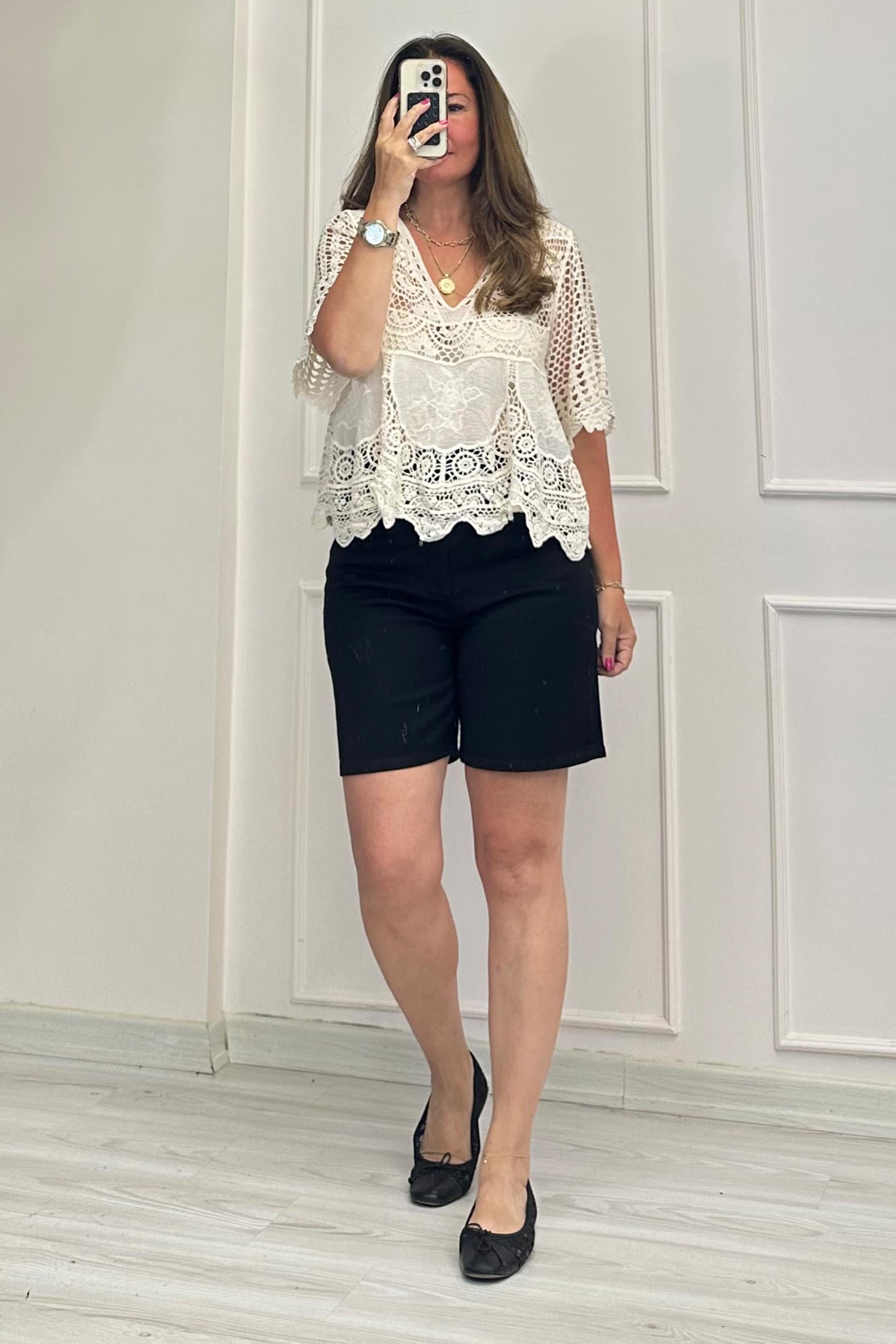 Zaira Örgü Detaylı Bluz Krem