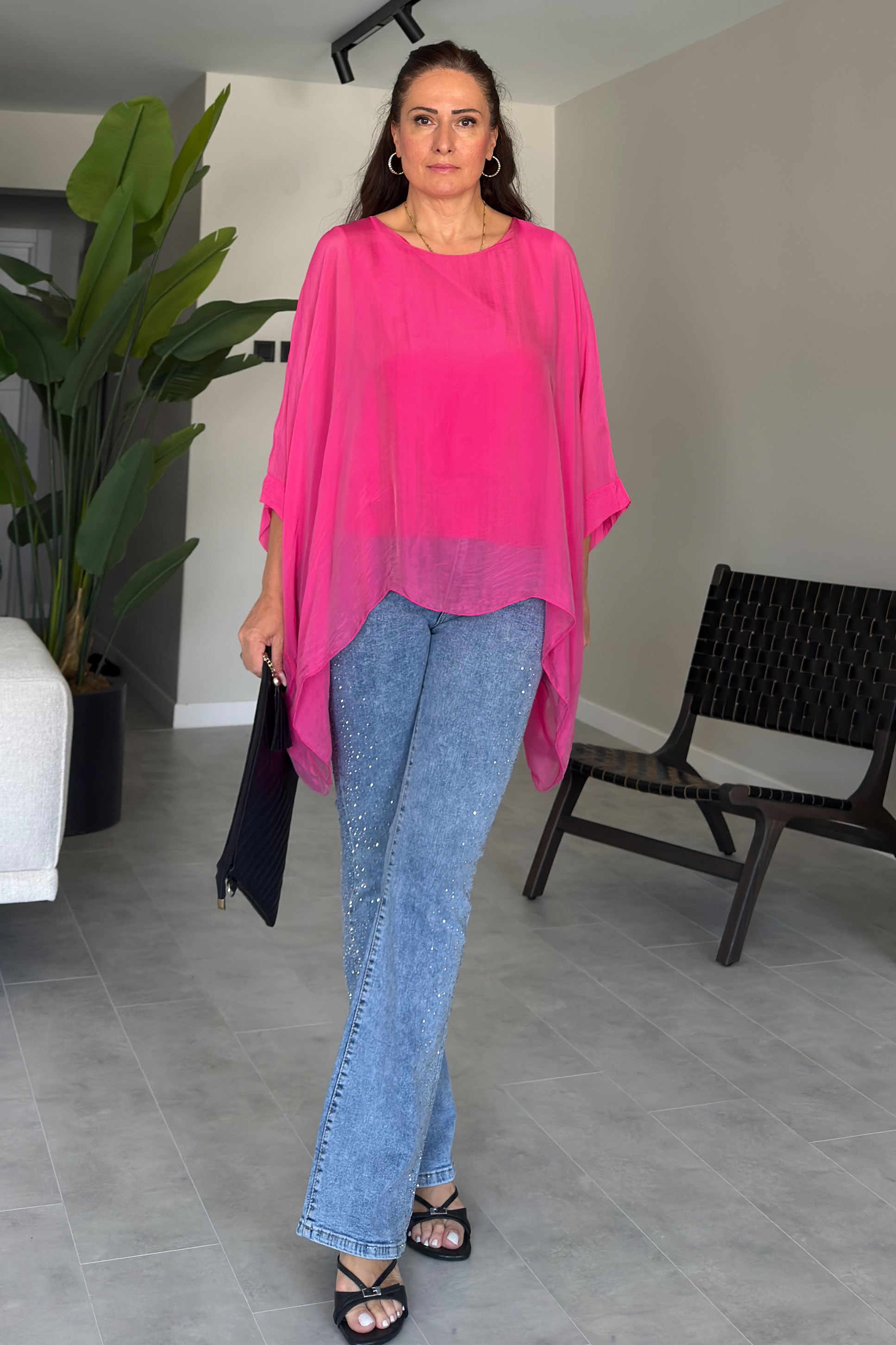 Leris İpek Bluz Pembe