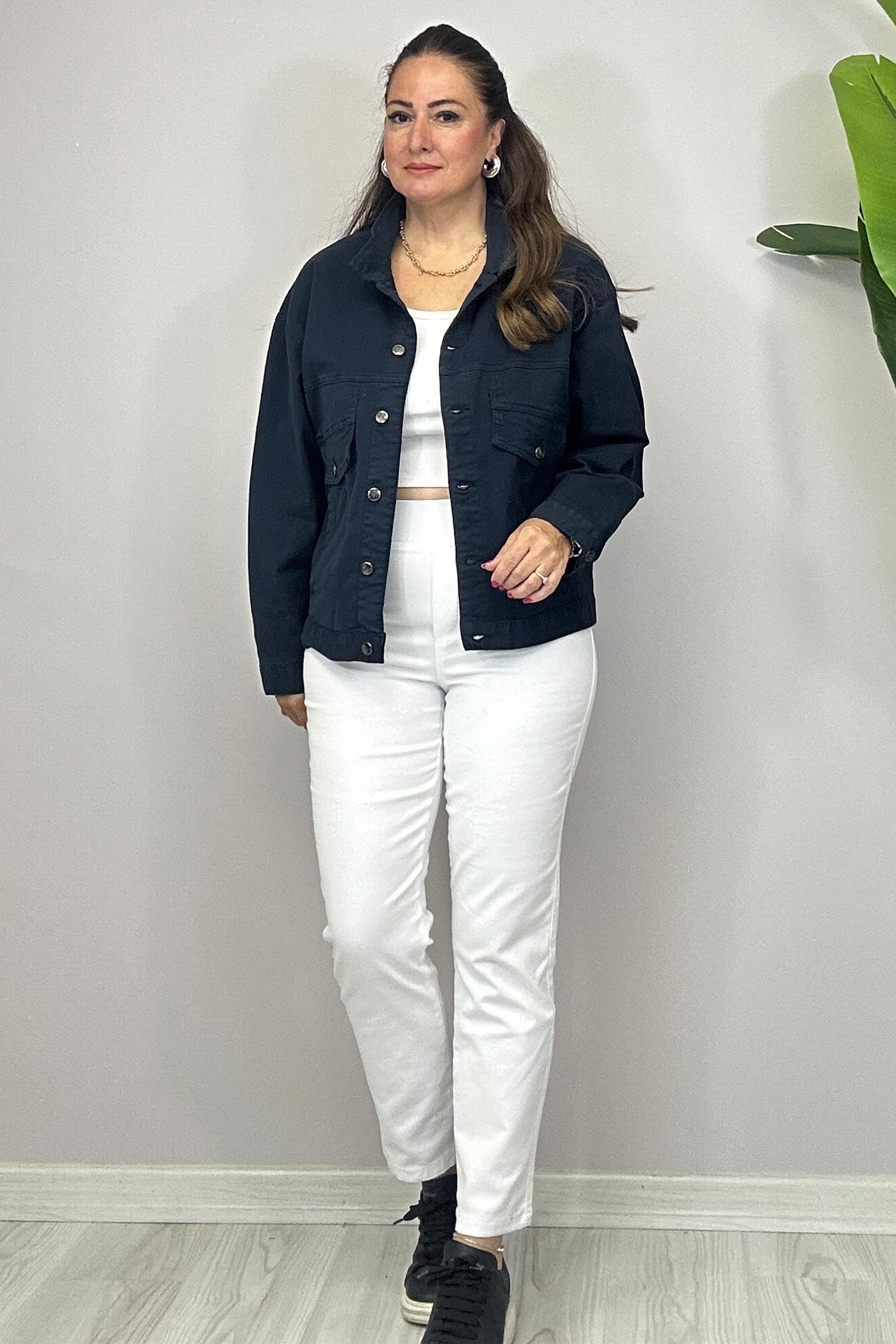 Alina Cep Detaylı Kot Ceket Lacivert