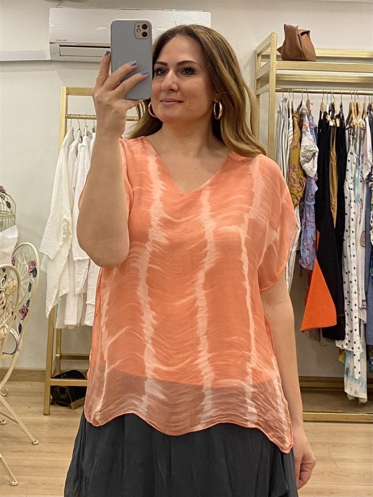 Düşük Kol İpek Bluz Pembe