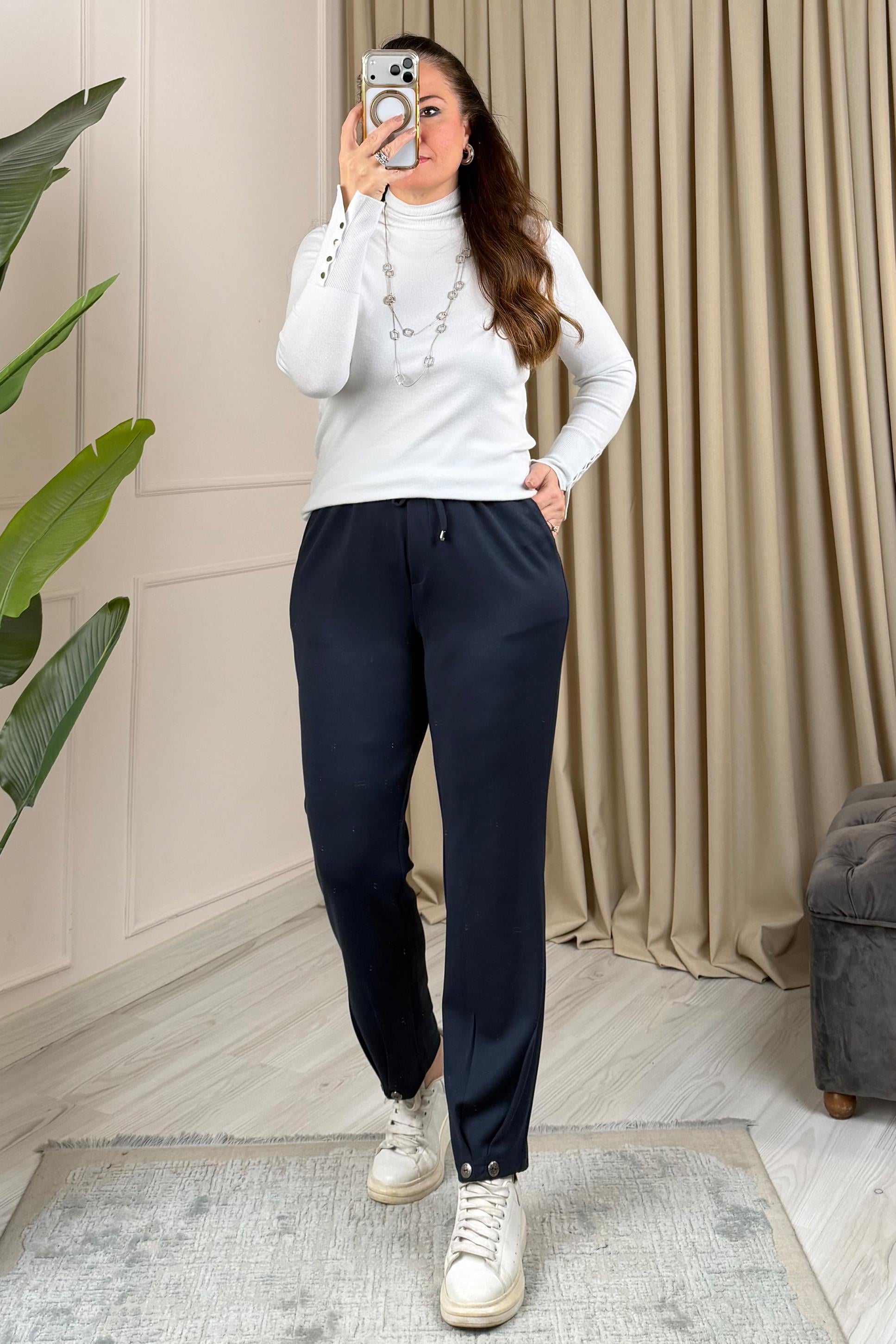 Vision Paça Düğmeli Pantolon Lacivert