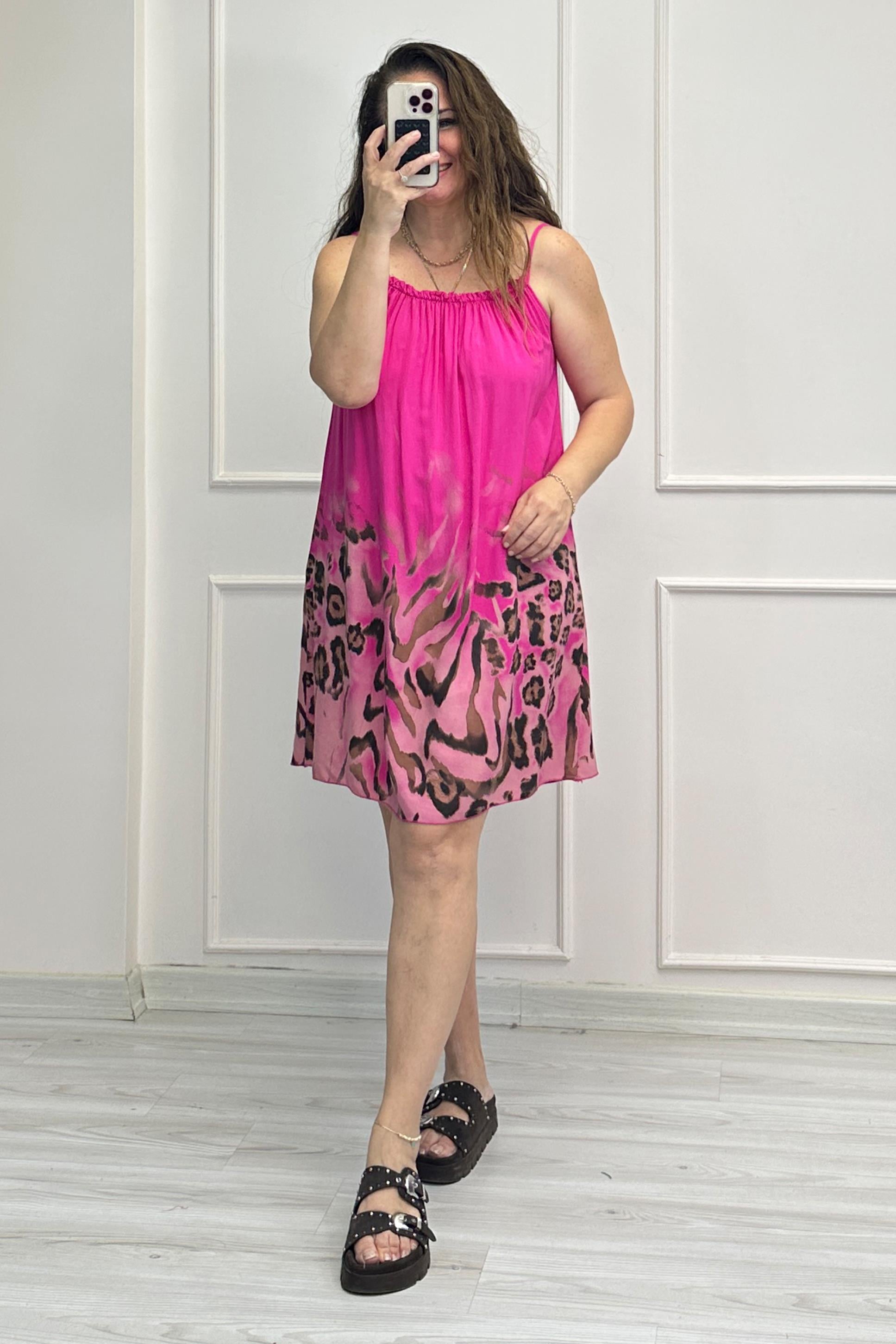 Mila Askılı Mini Elbise Pembe