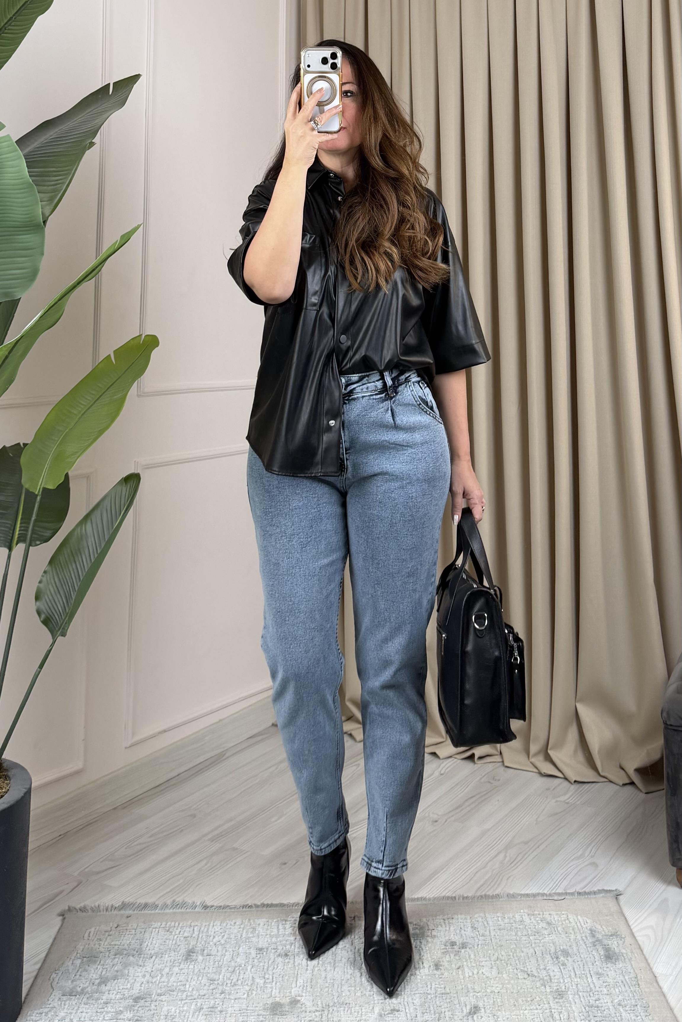 Lora Mom Jean Pantolon Açık Mavi