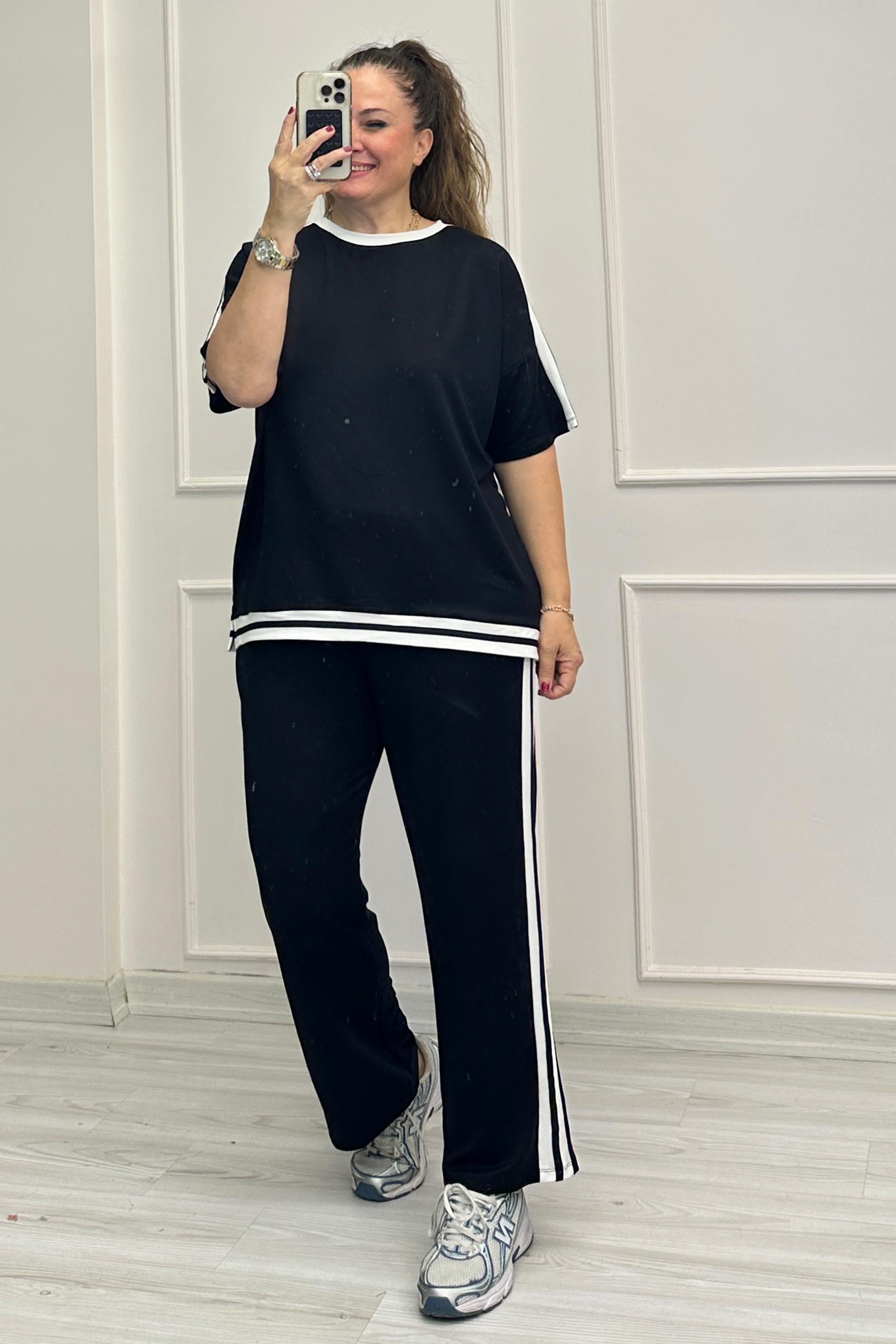 Holly Şeritli Takım Siyah