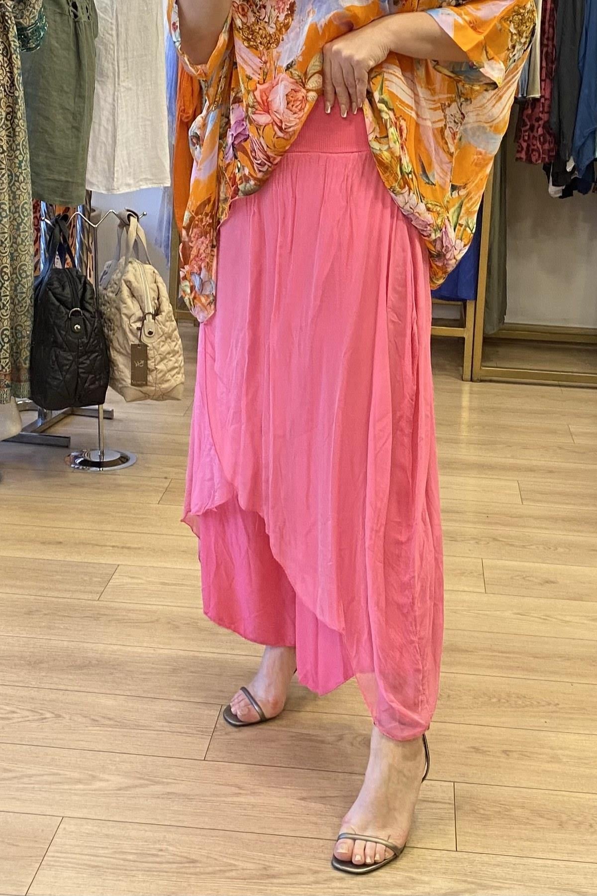 Etekli Pantolon İpek Pembe