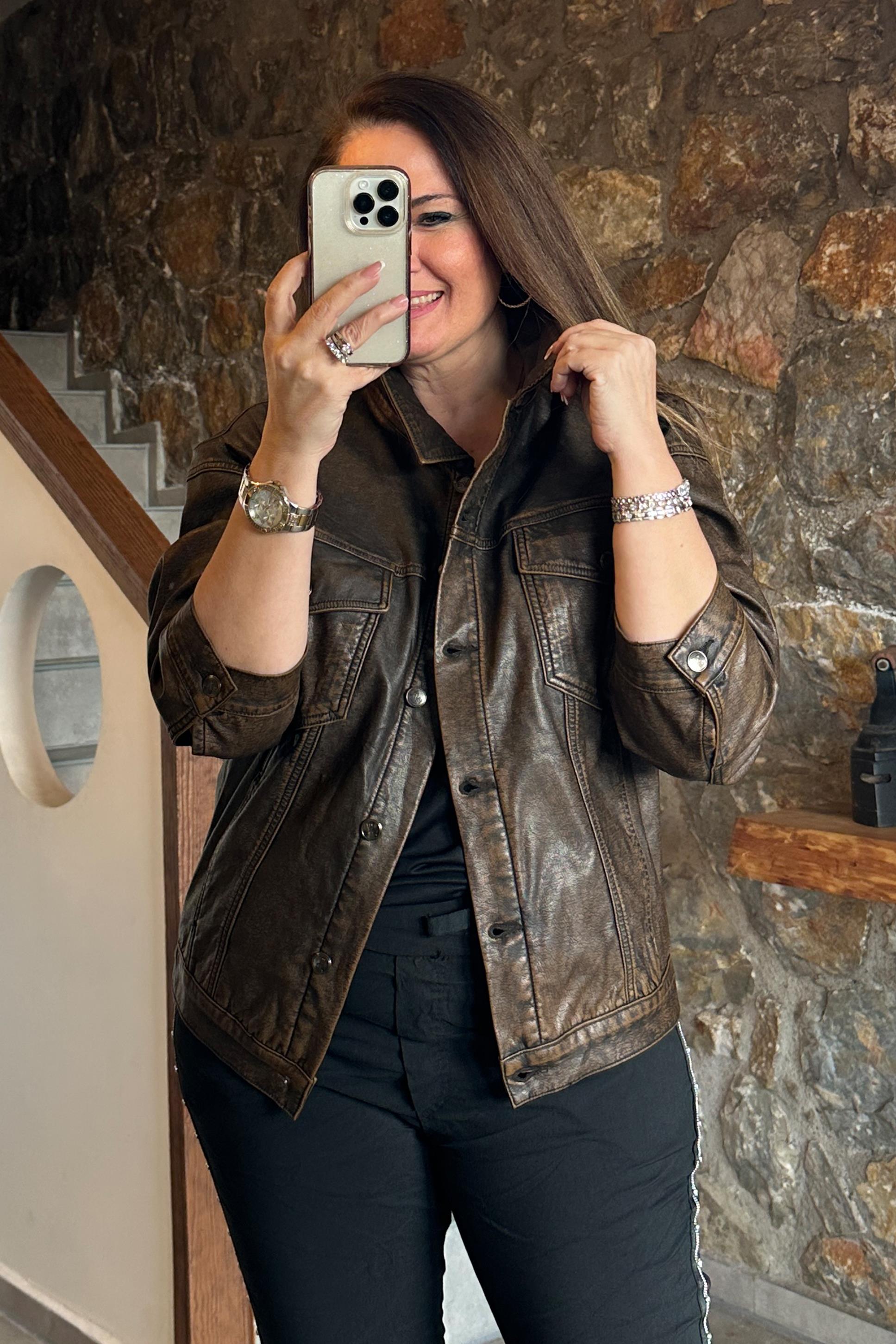 Deri Ceket Kahverengi