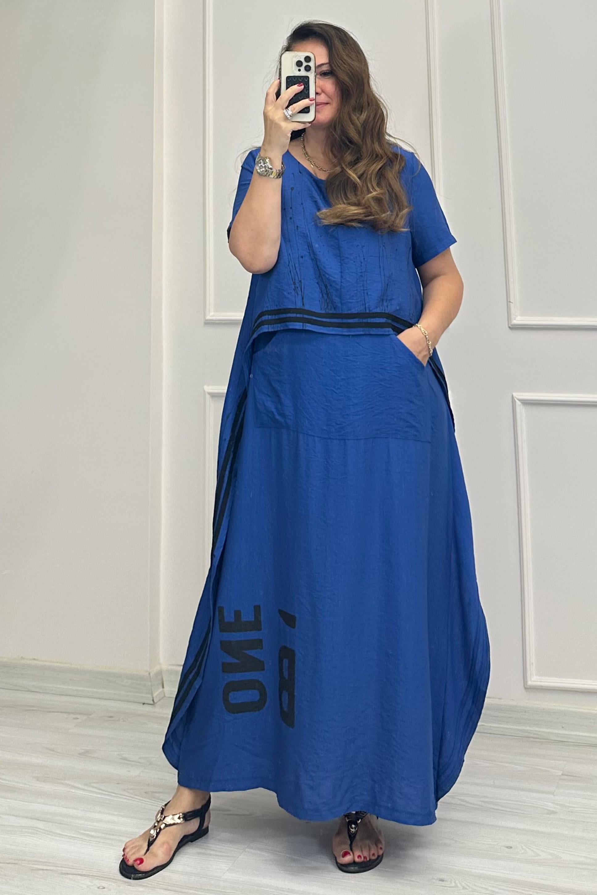 Filippa Cep Detaylı Elbise Saks Mavi