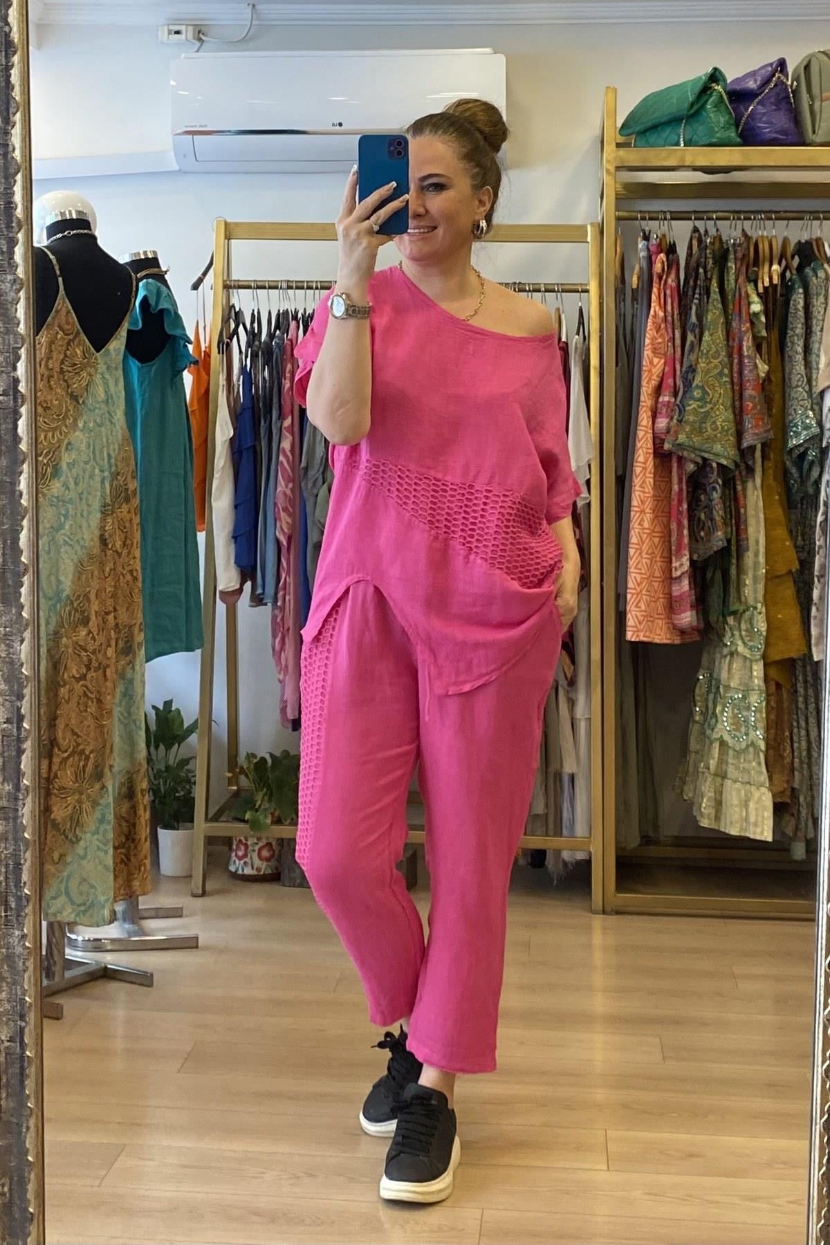 File Detaylı Takım Pembe