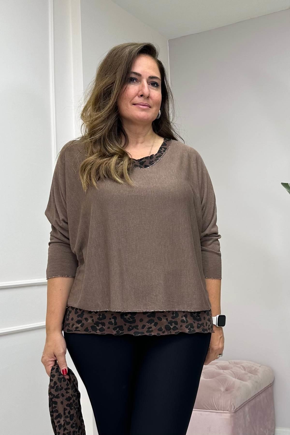 Fularlı Triko Kahverengi