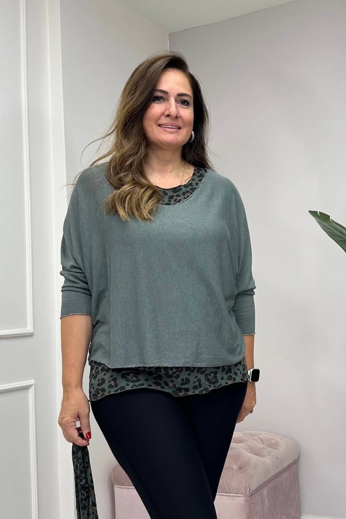 Fularlı Triko Yeşil