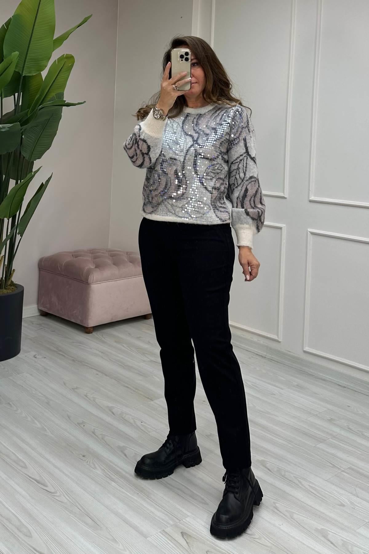 Havuç Kesim Fitilli Kadife Kumaş Pantalon Siyah