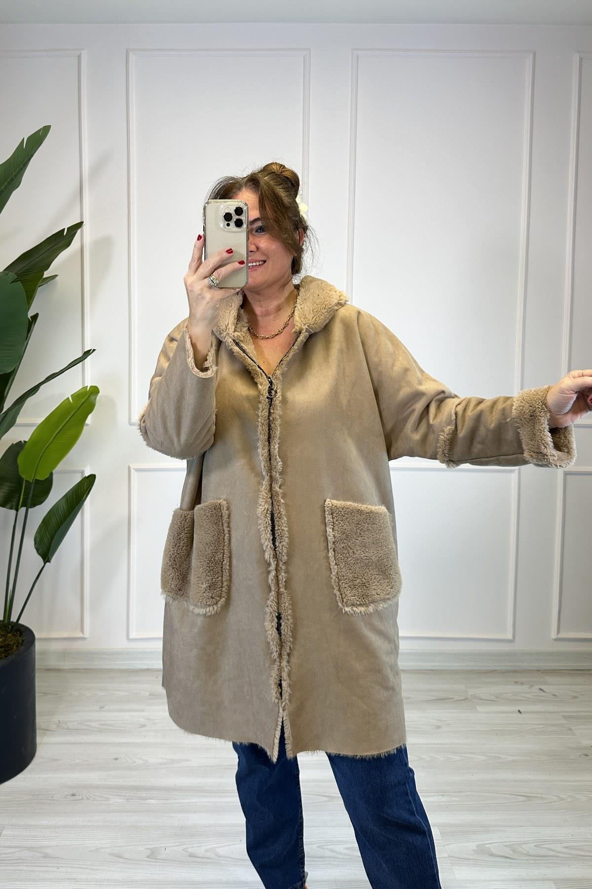 İçi Tüylü Nubuk Kaban Kahverengi