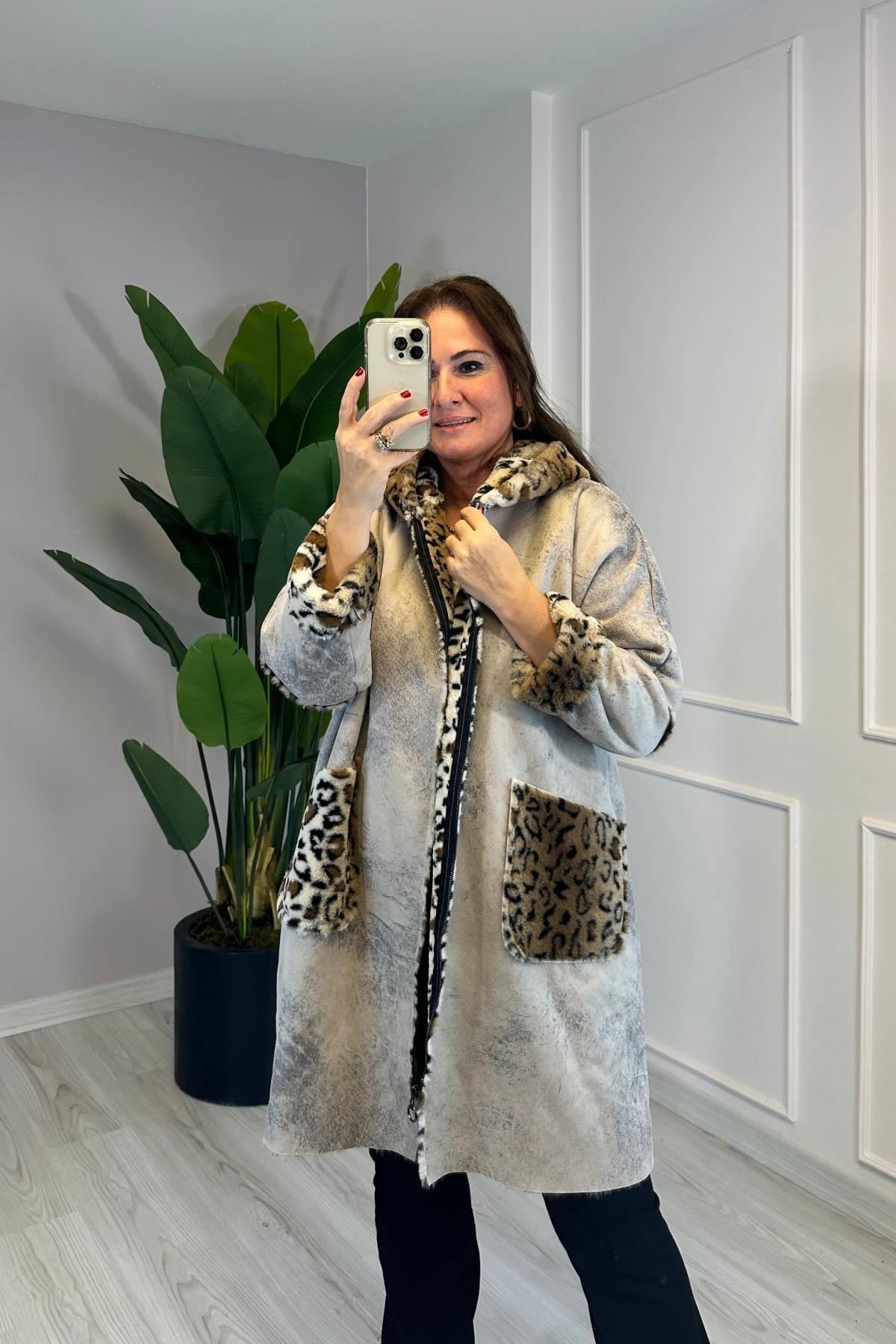 İçi Tüylü Ve Desenli Nubuk Kaban Taş Rengi