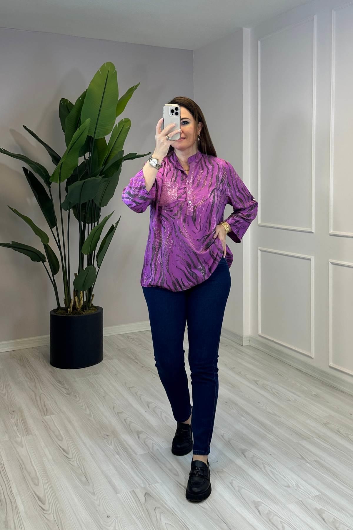 Pul İşleme Detaylı Gömlek Pembe