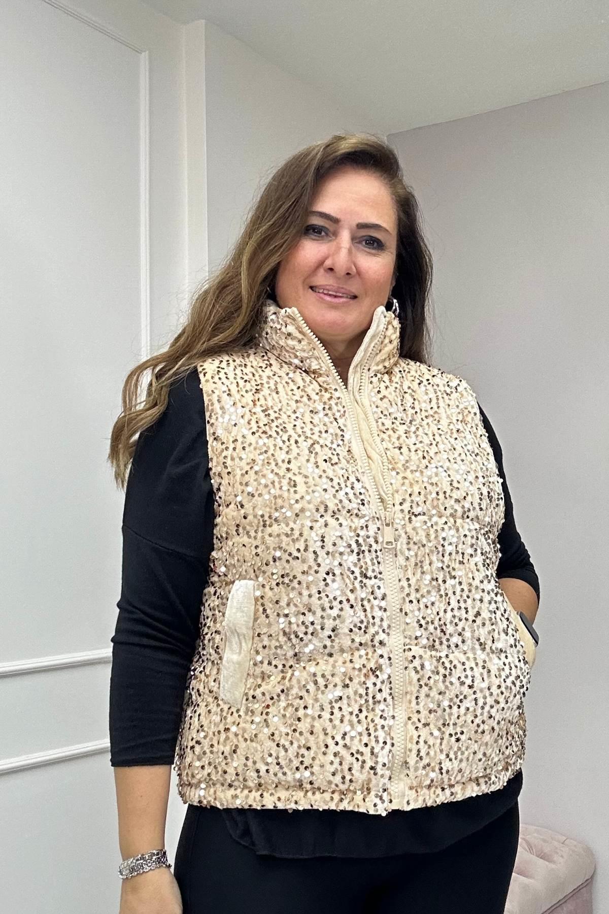 Pullu  Cepli Yelek Gold