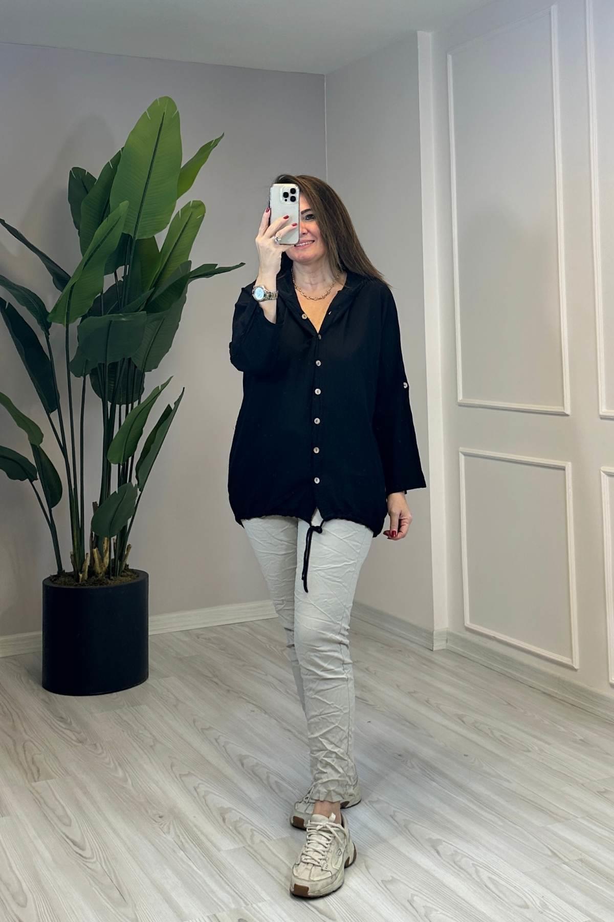 Sırt Dantel Detaylı Kapüşonlu Ceket Siyah