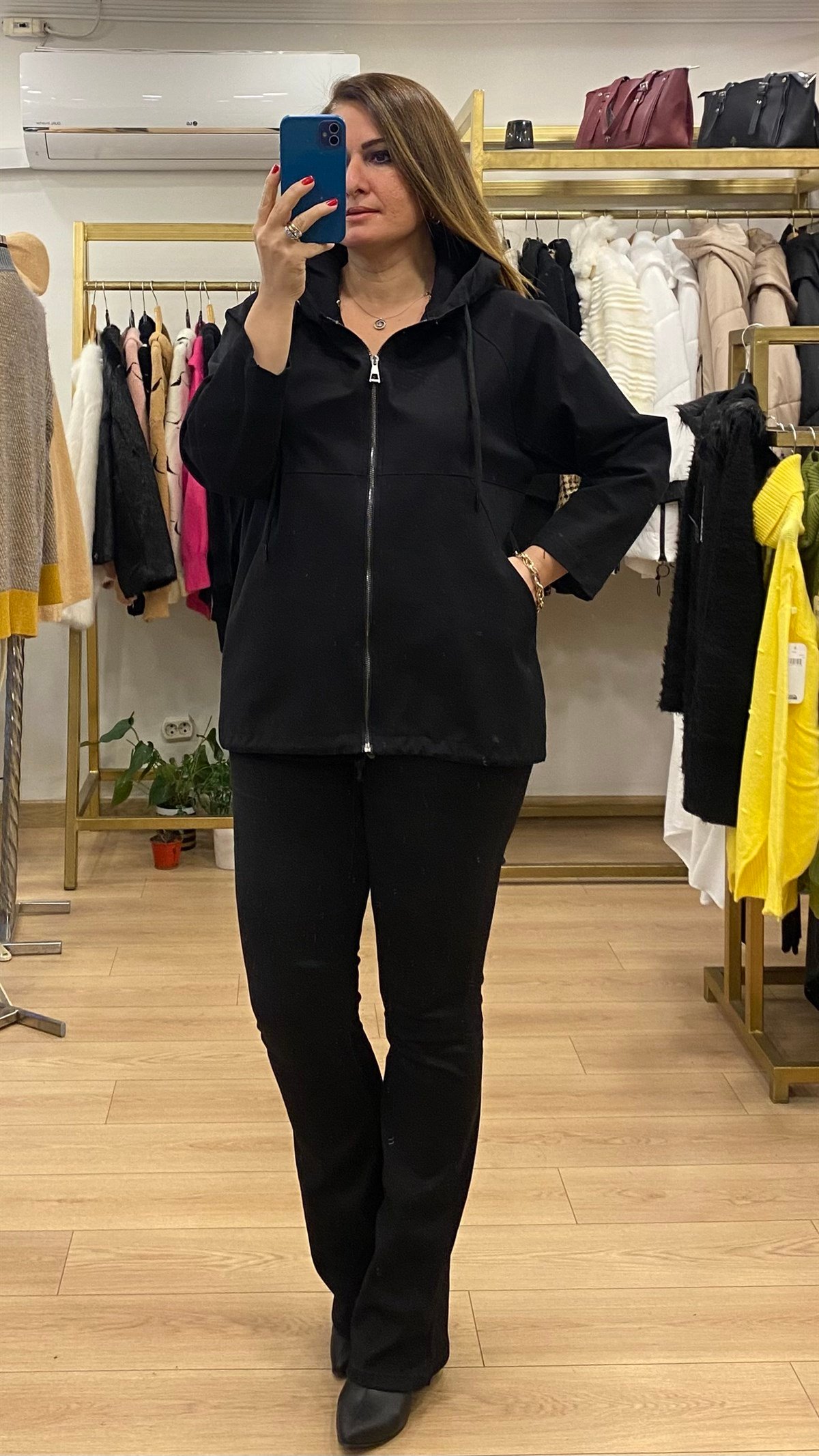 Sırt Pul İşleme Detaylı Ceket Siyah