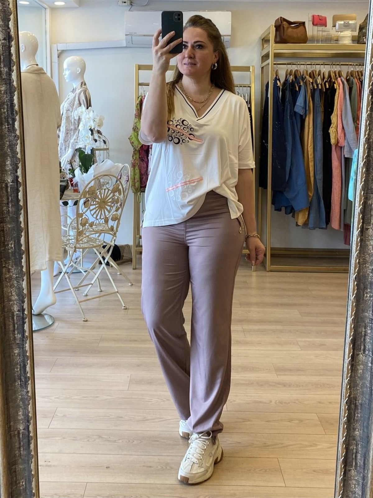 spor pantolon paça büzgülü sütlü kahve