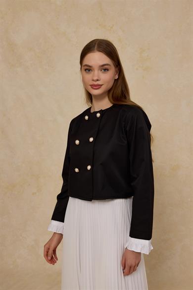 Kolu Garnili Ceket Siyah