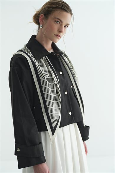 Gabardin Çıtçıtlı Astarlı Ceket Siyah