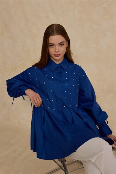 Taşlı Kate Gömlek Lacivert
