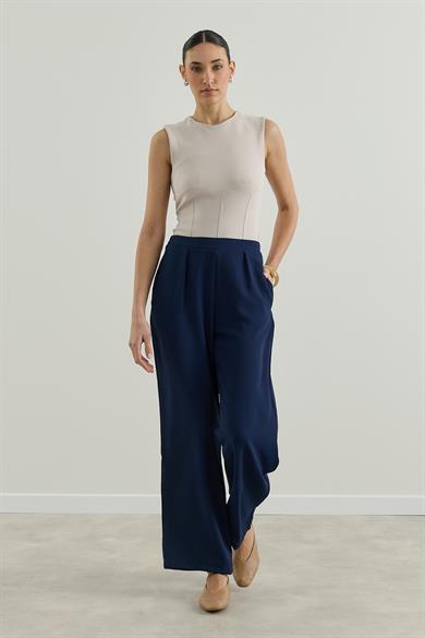 Krep Palazzo Pantolon Lacivert