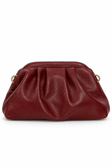 Deri Büzgü Detaylı Pouch Omuz Çantası