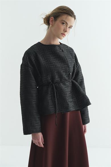 İnce Kapitone Mevsimlik Ceket Siyah