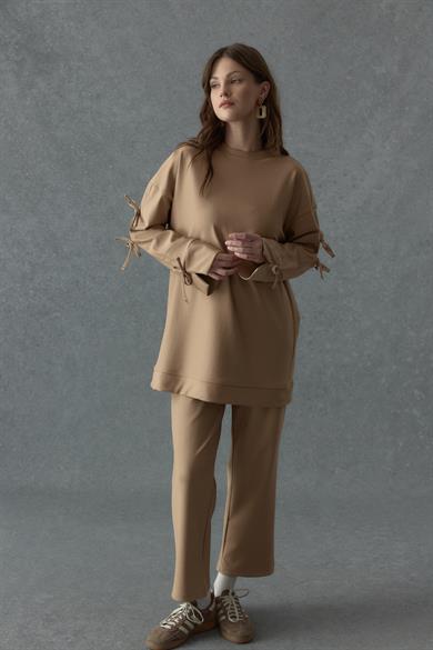 Çelik İnterlok Fiyonk Detaylı Takım Camel 