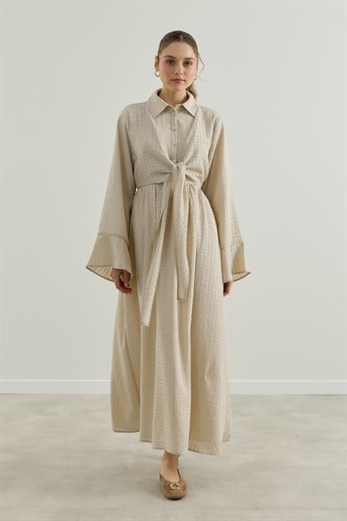 Viona Nakışlı Gömlek Etek Vual Takım Ekru