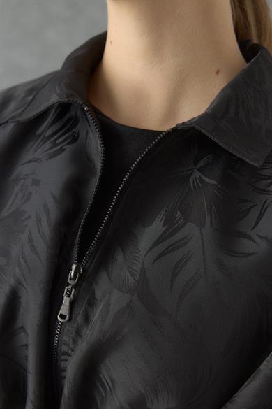 Desenli Jakar Ceket Siyah