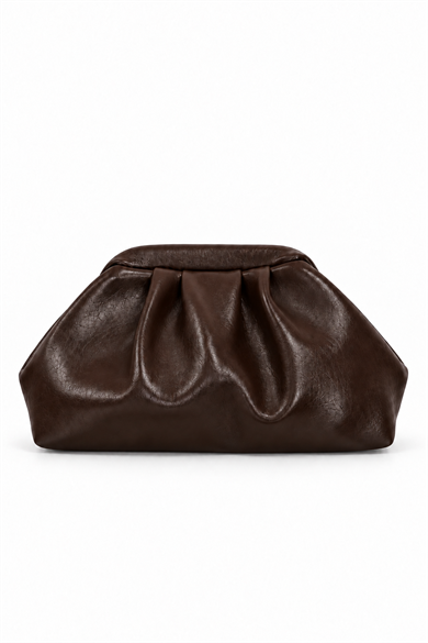 Deri Büzgü Detaylı Pouch Omuz Çantası