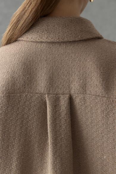 Crop Tüvit Gömlek Sütlü Kahve