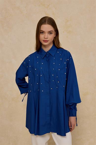 Taşlı Kate Gömlek Lacivert