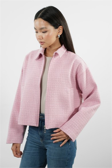 Oversize Fermuarlı Tüvit Astarlı Ceket