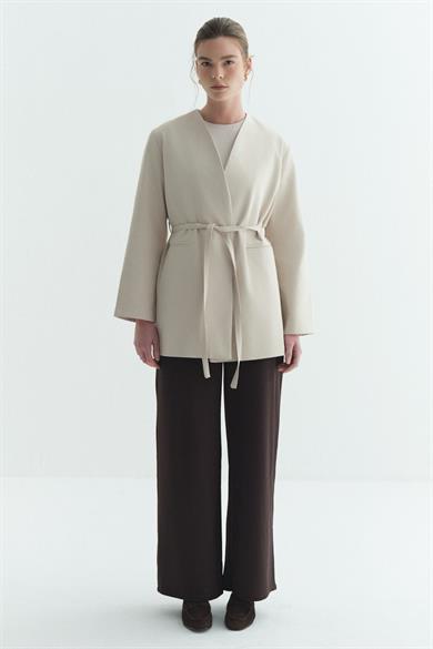 Reign Dokuma Blazer Ceket Taş