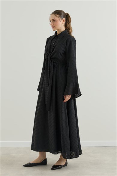 Viona Nakışlı Gömlek Etek Vual Takım Siyah